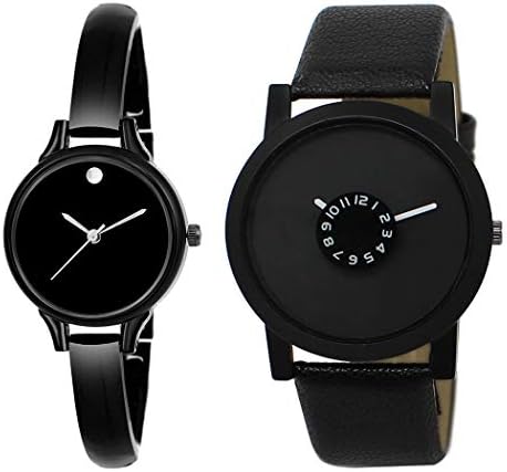 Cloudwood Analogue Black Dial Women's & Girl's Watch Leather Strap Combo Pack of 2 (W246-LR25)