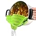 Silicone Clip On Strainer Colander Spout Kitchen Gadget Tool Food Drainer For Spaghetti, Pasta, Ground Beef, Universal Fit On All Pots and Bowls, Flexible and Small For Space Saving - Green