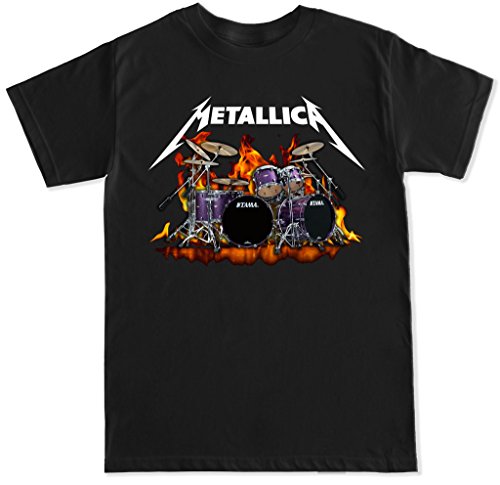 FTD Apparel Men's Metallica Lars Ulrich Drum Set T Shirt - Small Black