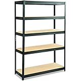 Safco Products 6246BL Boltless Steel and Particleboard Shelving 48" W x 18" D x 72" H with 5 Shelves, Black