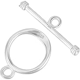Beebeecraft 1 Box 2 Sets Silver Toggle Clasps T Bar Clasp Necklace 925 Sterling Silver Round IQ Jewelry Fastener Connectors Buckle for Jewelry Making Pendants Bracelet Necklace Earring DIY Crafts