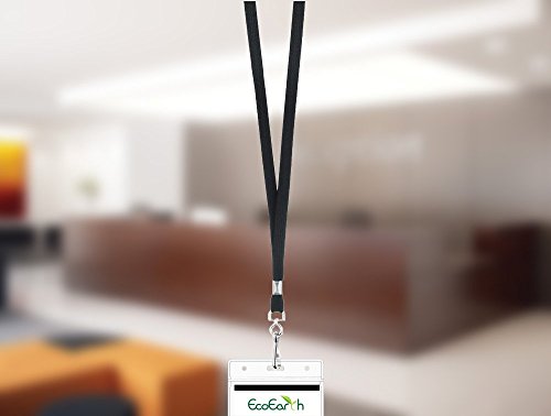 EcoEarth Lanyard (Preimum Tier) (100 Pack Flat Non-Breakaway w Hook) Black Lanyards for ID Badges, Badge Lanyard, ID Lanyard, Name Tag Lanyard ID Holder, Cruise Lanyard, Bulk Lanyard, ID Badge Pack - Thumbnail 6