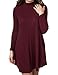 Finego Women's Knitted Mock Neck Long Sleeve A Line Sweater Dress with Pockets