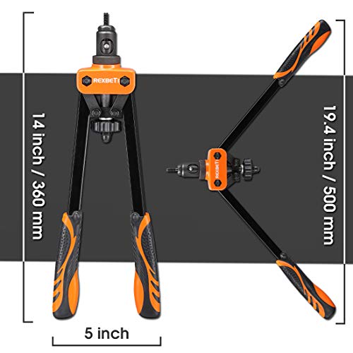 REXBETI 14" Rivet Nut Tool, Professional Rivet Setter Kit with 7 Metric