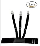 Mens Shirt Stays Leather Suspenders Garter Keepers with Non-slip Locking Clamps By Gemijack