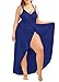Unidear Women's Plus Size Beach Spaghetti Strap Cover Up Backless Wrap Long Dress