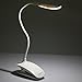LED Desk Lamp, ZHOPPY Dimmable Clip On Bedside Lamp Table Lights with Clip-On Clamp - Reading Book Light, Eye-care, Portable, USB Rechargeable, Gooseneck Tube Touch Control Light (White)