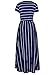Lovezesent Women's Casual Loose Navy Striped Maxi Dresses Summer Short Sleeve High Waist Pleated A Line Long Dress Large