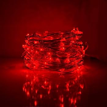 OMG! String Lights,LED Copper Wire Lights, Each Set 33ft/10M 100LEDs and 1 Remote Control.AA Battery Powered,Decor Rope Lights for Holiday,Wedding, Parties.(Red)