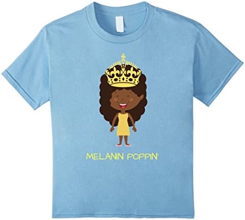 Kids Melanin Poppin African American Princess Black Pride T-Shirt 12 Baby Blue