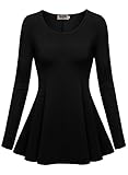 DJT Womens Scoop Neck Fitted Peplum Tunic Top Medium Black