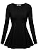 DJT Womens Scoop Neck Fitted Peplum Tunic Top Medium Black