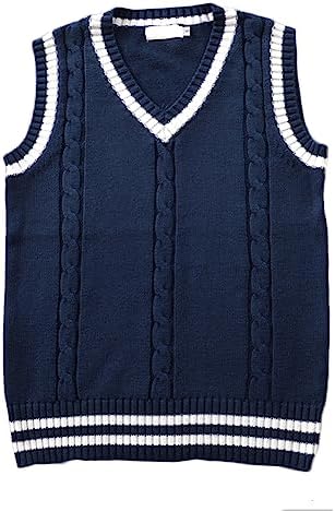 Men Women Knitted Cotton V-Neck Vest JK Uniform Pullover