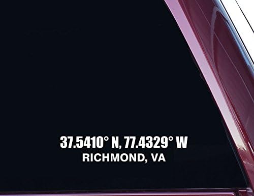 Richmond Virginia Longitude and Lattitude - 7.5" X 1.6" - High Quality Precision-Cut Vinyl Decal
