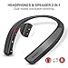 Bluetooth Headphones Speaker 2 in 1,DolTech Wireless Headphones Neckband Wearable Speaker Retractable Earbuds 3D Stereo Sound Sweatproof Headset with Mic