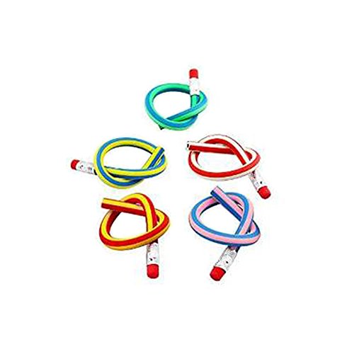 Multi Colored Striped Magic Bendy Pencil With Eraser, 7 Inches Long, Soft Novelty Pencil For Kids Students Gift - Great Fun To Play With!! Pack Of 40 - Thumbnail 4
