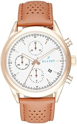 Elliot Chronograph Watch With Brown and Grey Genuine Leather With Stainless Steel Case
