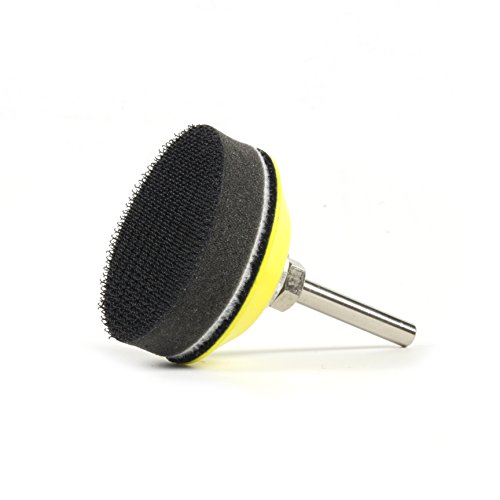 2-Inch (50mm) Hook and Loop Sanding Discs Velcro Sanding Pad with 6mm Dia Shank Drill Attachment + Soft Sponge Buffering Pad