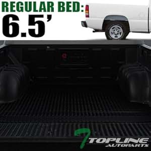 Topline Autopart Black Rubber Diamond Plate Truck Bed Floor