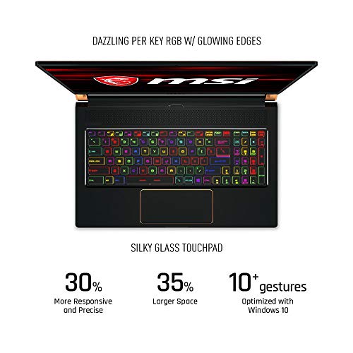 MSI GS75 Stealth-202 17.3" Razor Thin Bezel Gaming Laptop NVIDIA RTX 2080 8G Max-Q, 144Hz 3ms, Intel i7-8750H (6 cores), 16GB, 256GB NVMe, TB3, Per Key RGB, Win 10P, Matte Black with Gold Diamond cut