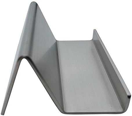 Business card holder desk display with brushed stainless steel finish