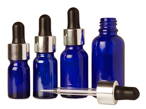 6 Pcs Empty Cobalt Blue Glass Eye Dropper Bottles Aromatherapy Essential Oils Pipette Drop Bottles Wholesale Refillable Serum Bottles 15 ml