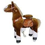 PonyCycle-Official-Ride-On-Horse-No-Battery-No-Electricity-Mechanical-Pony-Brown-with-White-Hoof-Giddy-up-Pony-Plush-Walking-Animal-for-Age-4-9-Years-Medium-Size-N4151