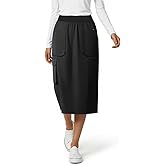 MediChic Women's Cargo 5-Pocket Scrub Skirt – 34" Length, Knit Waist, Flex Fabric