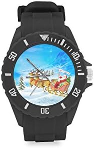 Boys/Girls Gifts For Sons/Daughters Christmas Santa Claus's Flight Kid's Round Rubber Sport Watch