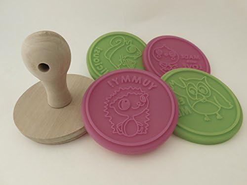 Lot of 8 - Cookie Stamp sets - Each Stamp SET has Wooden Handle and 4 Silicone Cookie Stampers. Squirrel, Owl, Hedgehog, and chickey stamp. Each With Own Special Message. Design your own Cookies.