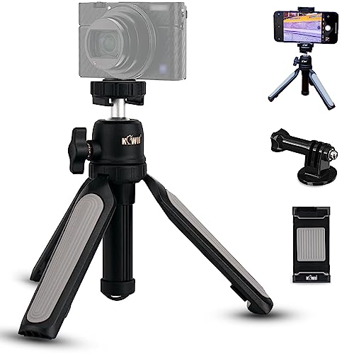 Mini Phone Camera Tripod Selfie Stick Tripod Stand with Smart Phone Clip + Tripod Mount Adapter Tabletop Stand Camera Stand for Shooting