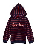 Nautica Girls' Long Sleeve Hoody, Medium Navy Stripe, 6