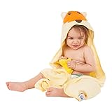 Baby Darling Soft Fox Hooded Bath Towel, Natural Cotton, Large size for Infant or Toddler, Boy or Girl