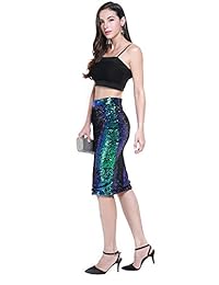 haoduoyi para dama lentejuelas de sirena brillante alta cintura Estuche mini falda