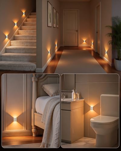WILLED Luz Nocturna Recargable con Sensor de Movimiento, Luz LED para Escaleras, 8 Piezas, 3 Modos (Auto/Encendido/Apagado), Luz Adhesiva para Pasillos, Armarios y Cocina