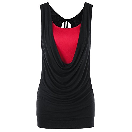 Ulanda 2PCS Womens Summer Solid Tank Tops Sleeveless Hollow Out Camis+Vest Set Tops Clearance