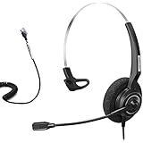 Arama Telephone Headset Mono w/ Noise Canceling Mic for Aastra Adtran Alcatel Lucent Allworx AltiGen AVAYA Comdial Digium Gigaset InterTel Mitel MiVoice Plantronics Landline Deskphones (A200S1)