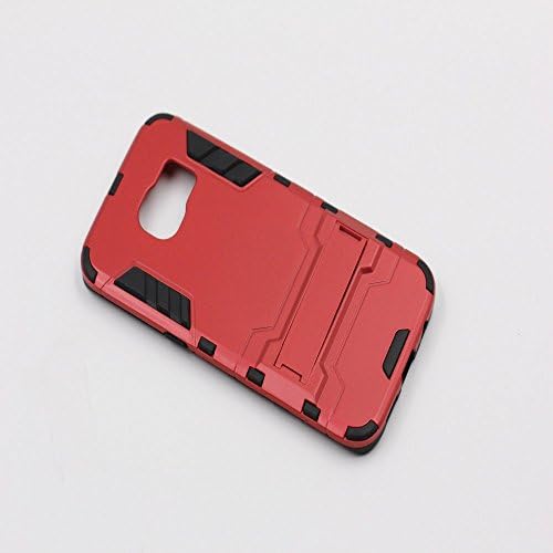 Suriora for Galaxy S7 Edge Case, [Metal Kickstand] Slim Fit Crystal Clear Scratch Resist Heavy Duty Protection Dual Layer Case for Samsung Galaxy S7 Edge (2016)(Red)