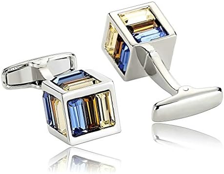 AnaZoz Jewelry Stainless Steel Mens 1 Pair Cufflinks Square Cubic Zirconia Multicolor Men's Cuff Links