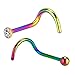 Charisma 12pcs Stainless Steel Crystals Round Ball Spike Nose Studs Rings Bone Bar Pin Piercing Jewelry Assorted Color