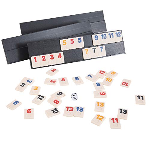 Tocebe 106 Rummy Tiles Game - Travel Games Rummy Board Game Rummy Set with Aluminum Case & 4 Anti-Skid Durable Trays