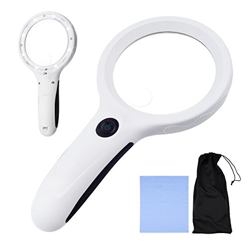 KARE AND KIND 8 LED Handheld Magnifying Glass with dual glass - 2.5X and 8X Magnification Power - Ergonomically Designed Handle - For Senior Reading, Hobbies and Crafts, Computer Repair and Jewelry