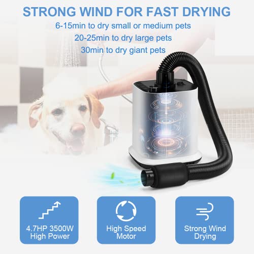 AIIYME Dog Dryer, 4.7HP Low Noise Dog Blow Dryer, High Velocity Dog Pet
