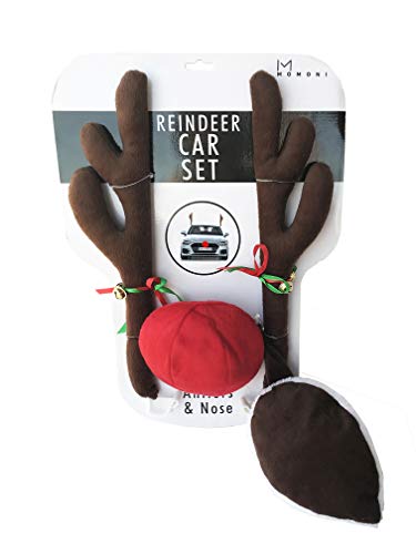 Reindeer Antlers Costumes - MOMONI Premium Reindeer Car Kit Antlers, Nose, Tail- Rudolph Set Reindeer Christmas