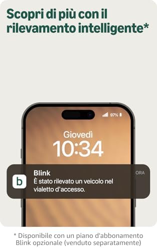 Videocamera esterna 2K+ Blink (ultimo modello) —videocamera di sicurezza smart senza fili, risoluzione video 2K, audio ottimizzato, durata delle pile fino a due anni. Sistema da 4 videocamere, bianco