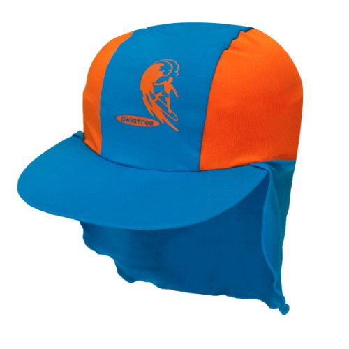 Boys Size Xs Blue/orange Sun Uv Protective Beach Safari Swim Flap Hat for Kids Age 1-2 Years Old - Thumbnail 2