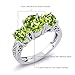 Gem Stone King 2.35 Cttw Round Green Peridot 3-Stone Ring In 925 Sterling Silver | 3 Stone Wedding Engagement Anniversary Promise Ring For Women | Available In Size 5, 6, 7, 8, 9