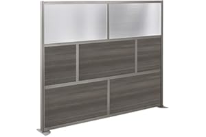 NBF Signature Series at Work Divider Panel - Gray Laminate, Plexiglass, & Brushed Nickel, 96”Wx76”H