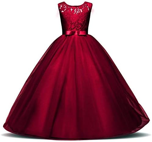 WeileeniceBig/Little Girls Lace Bridesmaid Dress Flower Girl Kids Princess Formal Holiday Tulle Fancy Party Dresses