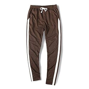 Autumn Men s Casual Straight Sweatpants Men Basic Trousers Tracksuit Side Stripe Bottoms Fitness Sportswear Track Pants-Brown_XXL